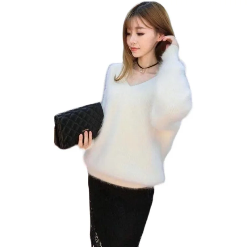 Faionable Waterproof Mink Knitted Sweater Women's Autumn Winter New Arrival Warm Student Sle Versatile Top Trendy Commute...
