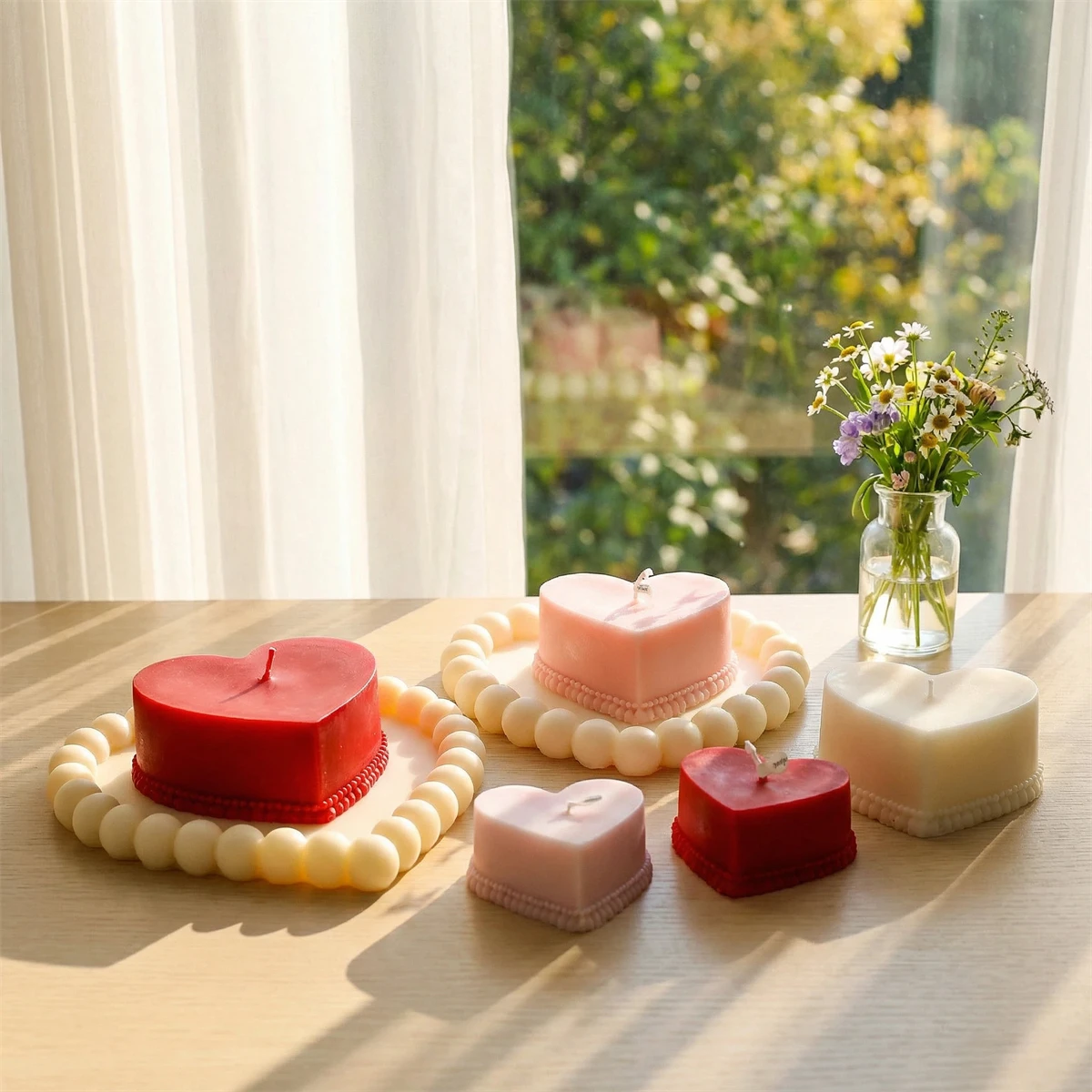 3D Herz Kuchen Silikon Kerze Form DIY Herzförmige Kerzenhalter Tablett Silikon Form für Valentinstag Hochzeit Hause Dekoration