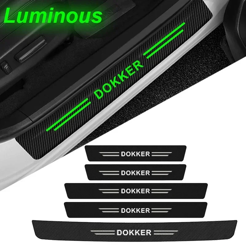 Luminous Car Threshold Tape Door Sill Scuff Plate for Dacia DOKKER Logo Rear Trunk Bumper Scratch Guards Protective Stickers