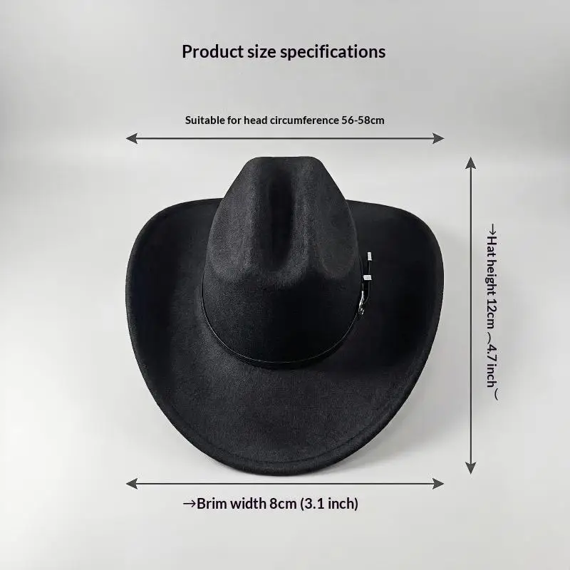 Vintage Western Cowboy Hat Breathable Wide Brim Jazz Cowgirl Headwear for Men Women Party Festival Travel Daily Wear
