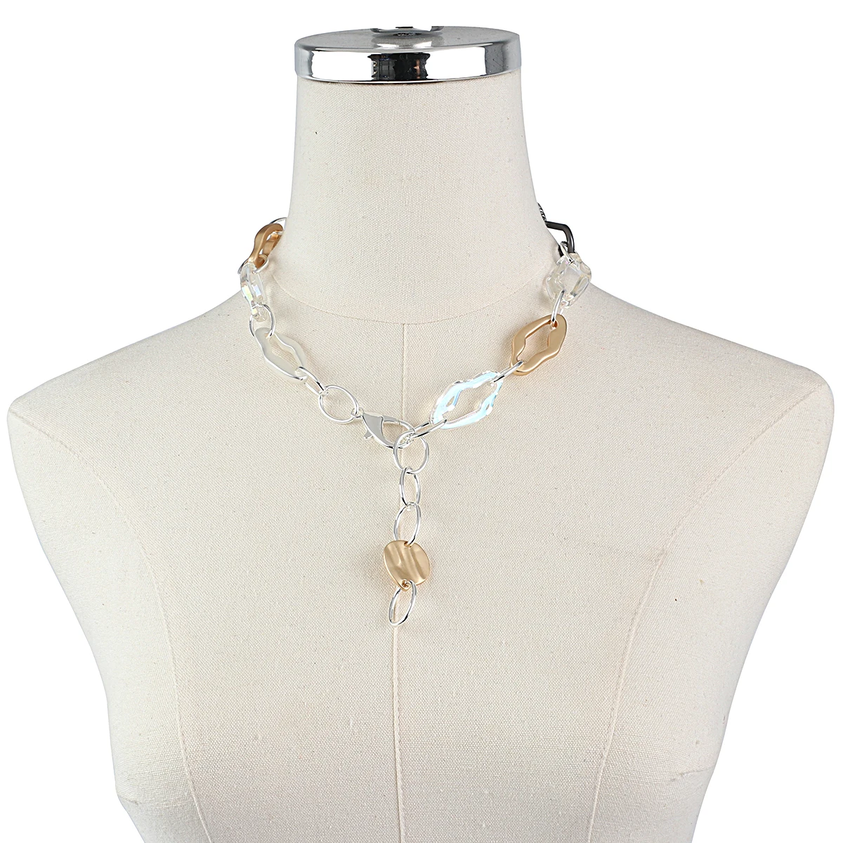 ALLYES Trendy Circle Thick Chain Choker Necklace for Women Irregular Acrylic Stitching Sweater Chain Collares Jewelry