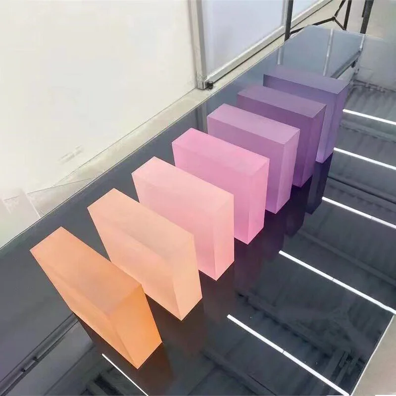 Acrylic Frosted Brick Decorative Block, Colored Clear Display Stand Base, Thickened DIY Craft Display Ornament Shelf Decor for T