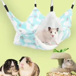 Hamster Hammock Small Pet Hanging Bed Double Warm Thickened Honeybug Flying Squirrel Guinea Pig Hammock Pet Cage Accessories