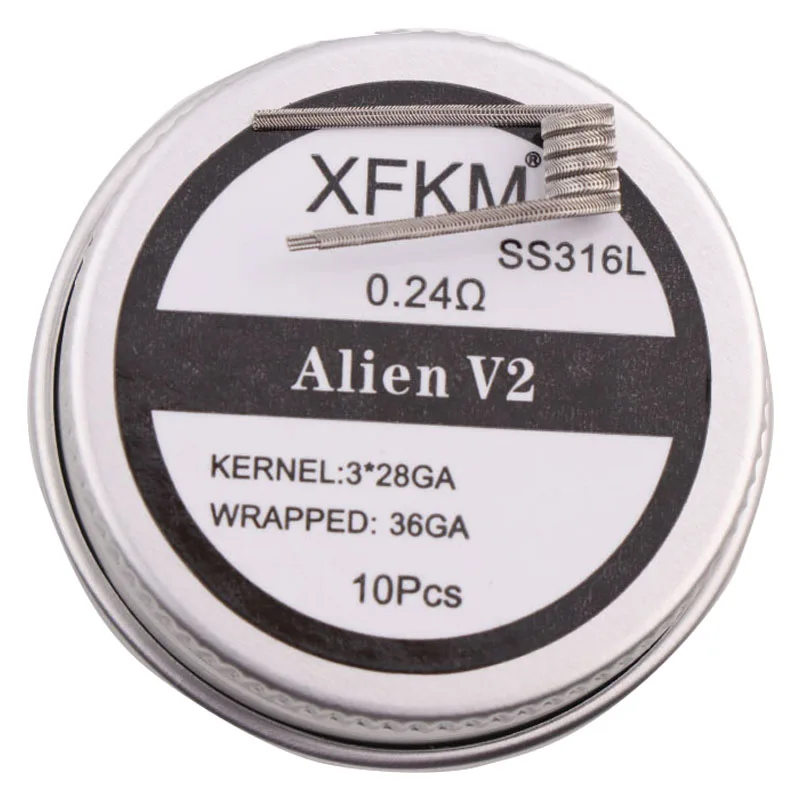 NEW XFKM NI80/A1/SS316L 10pcs/lot Prebuilt Coil ALIEN V2 coils Heating Resistance Wire For RDA RDTA DIY tank