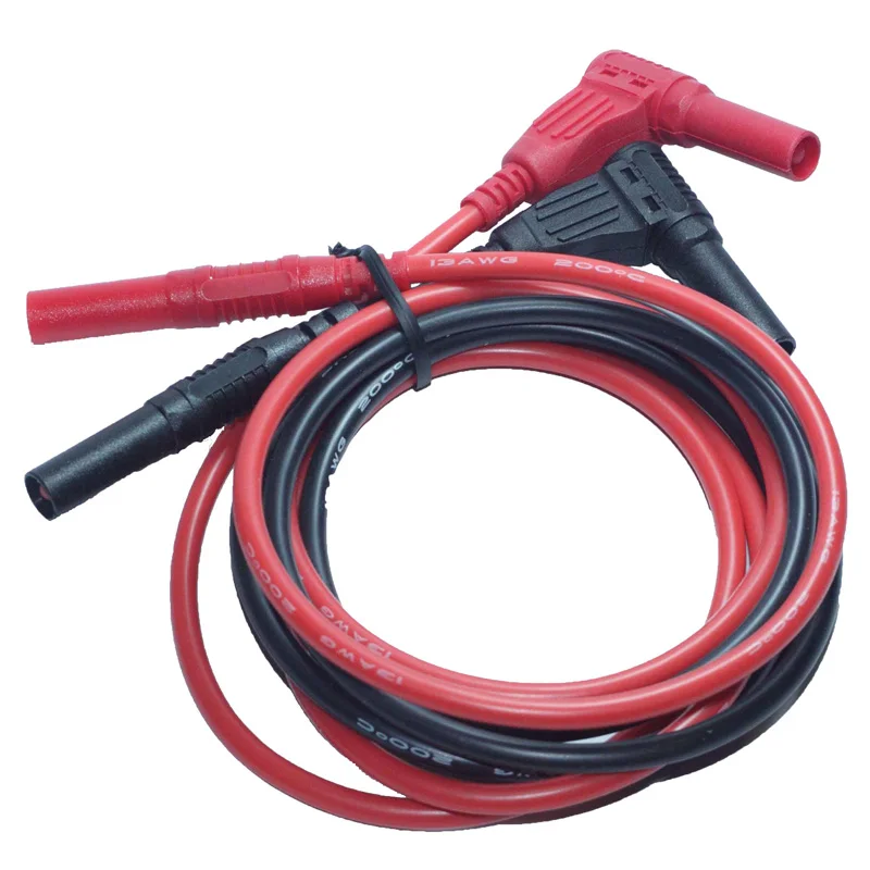 TL290 Length=1.0meter High Quality 13AWG flexible silicone 4mm straight to right angel Plug test leads