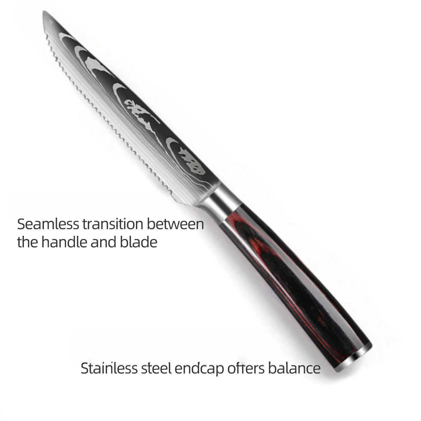 2/4/6/8-P صلابة عالية 4.5 "نمط الليزر دمشق ستيك طقم السكاكين المطبخ الفولاذ المقاوم للصدأ مع مقبض خشبي شوكة عالية الجودة #4