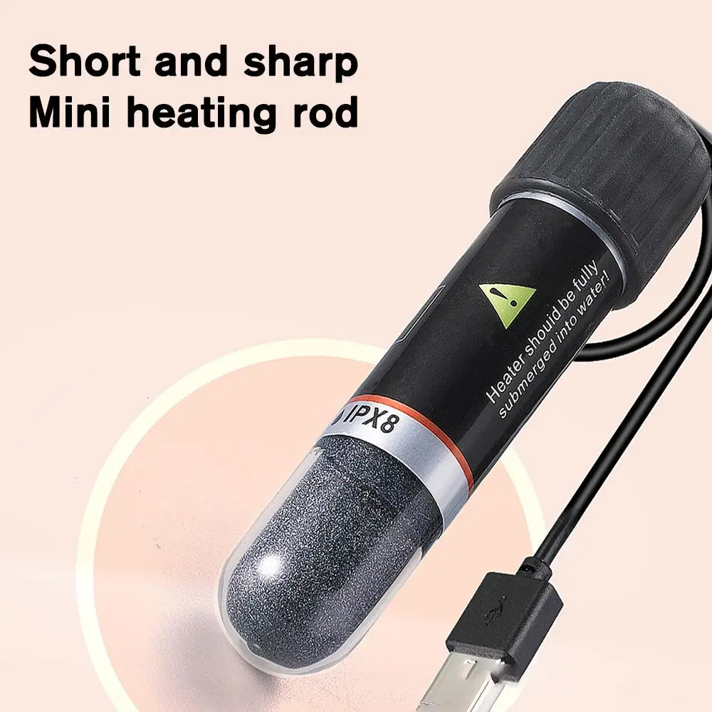 Aquarium Heater 10W Fish Tank Heater Mini USB Submersible Rod Heating Constant Temperature 48°F(26°C) Heater Thermostat Q1I0