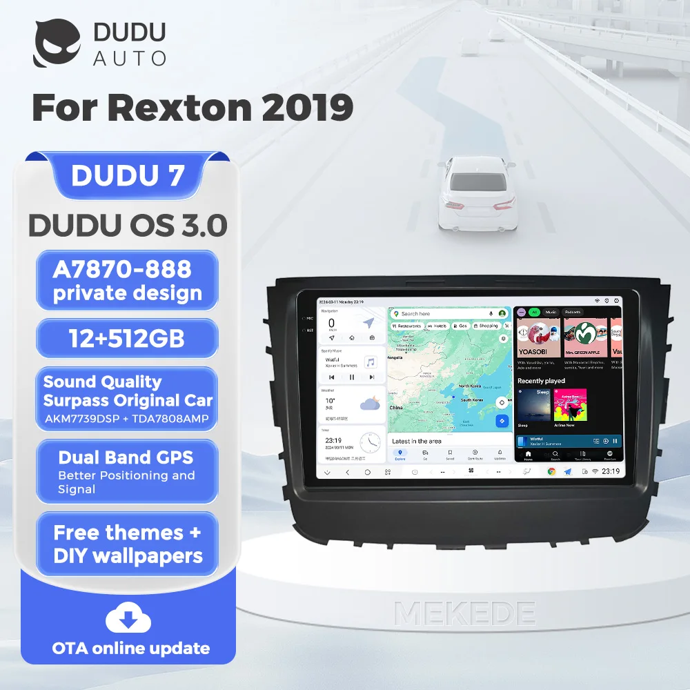 DUDUAUTO DUDU7 A7870 9 Inch 2 Din Android13 Multimedia Player For SsangYong Rexton 2019 Dual Band GPS AKM7739 DSP 4G LTE 5G WIFI