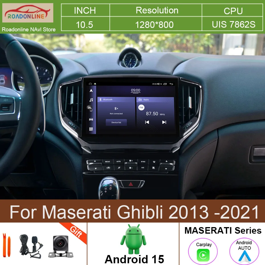 

10.5 Inch Android 15 Car Multimedia Player For Maserati Ghibli 2013 -2021 8G+256G GPS Navigation Stereo Car Radio DSP Carplay