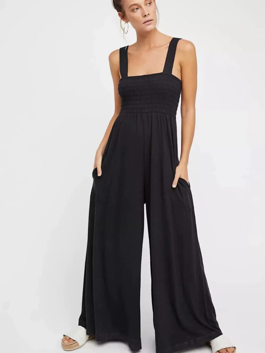 Women's Wide Leg Jumpsuit Strapless Bodysuit Street Style High Waist Simple Design Fall Collection Ladies' Other Material Bod...
