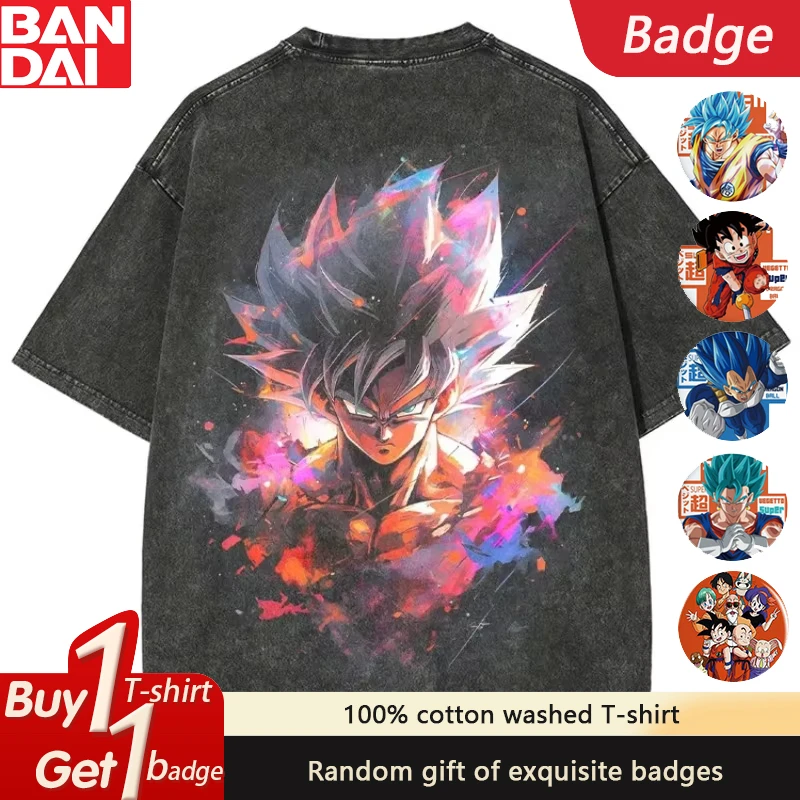 

Graphic T Shirts Man Y2k Anime Dragon Ball Oversized Short Sleeved Tee Vintage Washed Casual Streetwear Tops Clothes Summer 2025
