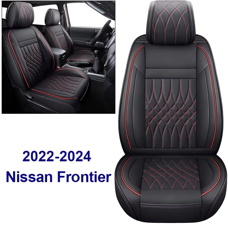 Motoptes Seat Covers Full Set Durable Waterproof Leather for Pickup Truck Fit for Nissan Frontier 2022 to 2024