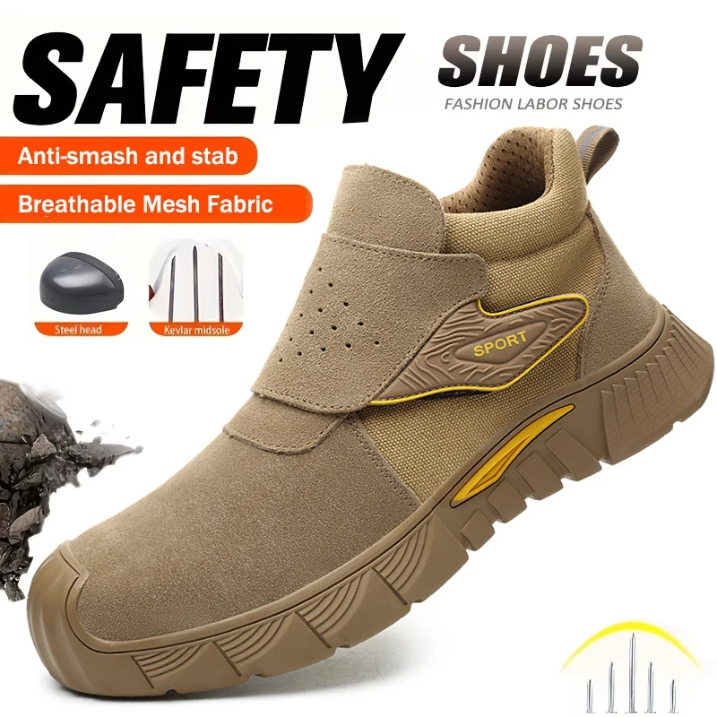 

Steel Toe Work Sneakers Safety Shoes Men Anti-Impact And Anti-Piercing Work Shoes Fashionable Men's Sports Shoes And Safety Pro
