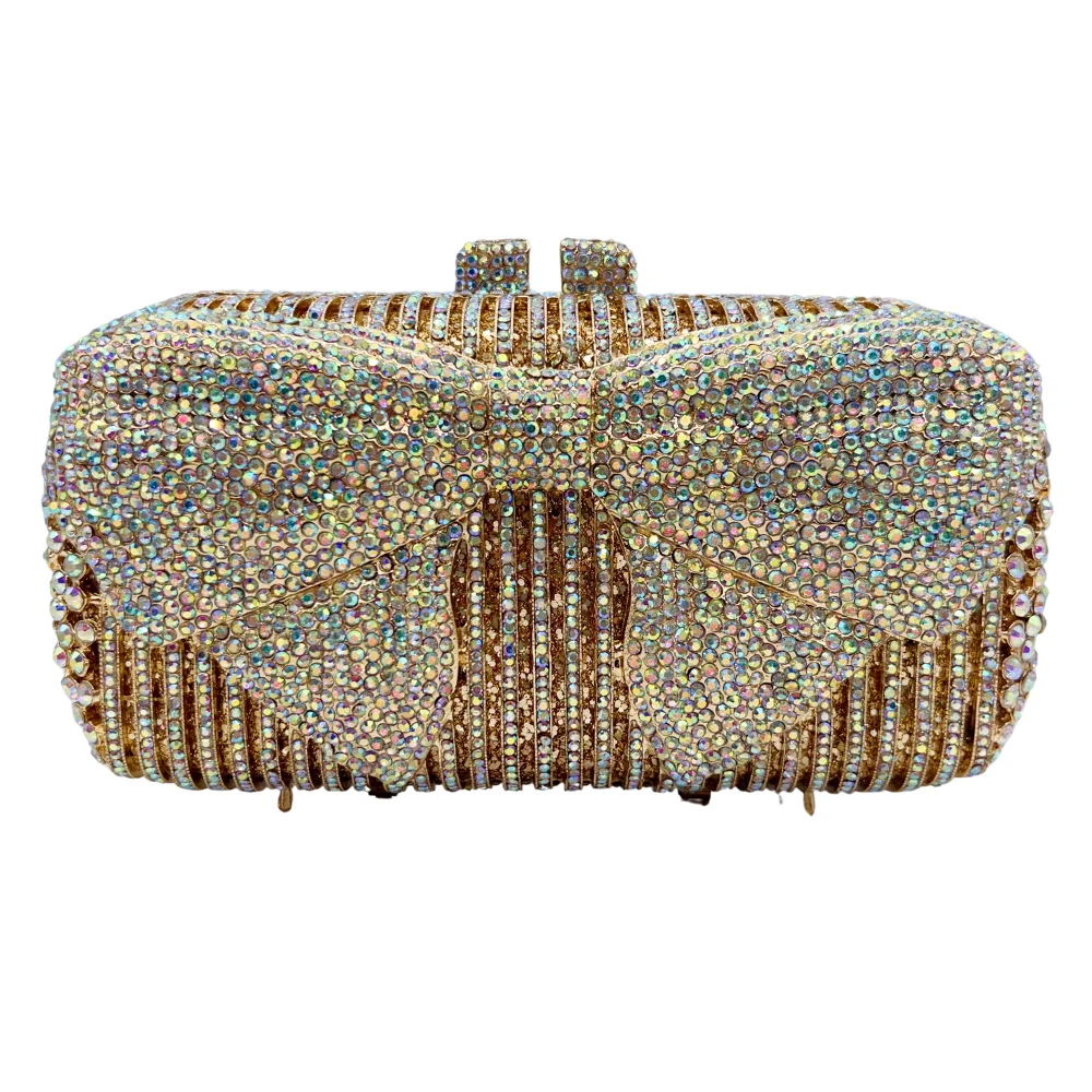 

High Quality Luxury Bow Shape Diamond Bag, Diamond Wedding Party, Handbag, Evening Bag, Crystal Clutch