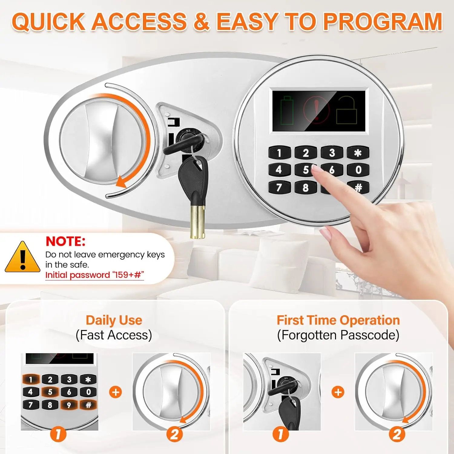 2.8 Cuft Depository Safe with Drop Slot, Anti-Theft Cash Drop Safe with Digital Keypad, Heavy Duty Drop Slot Safes with LCD Disp