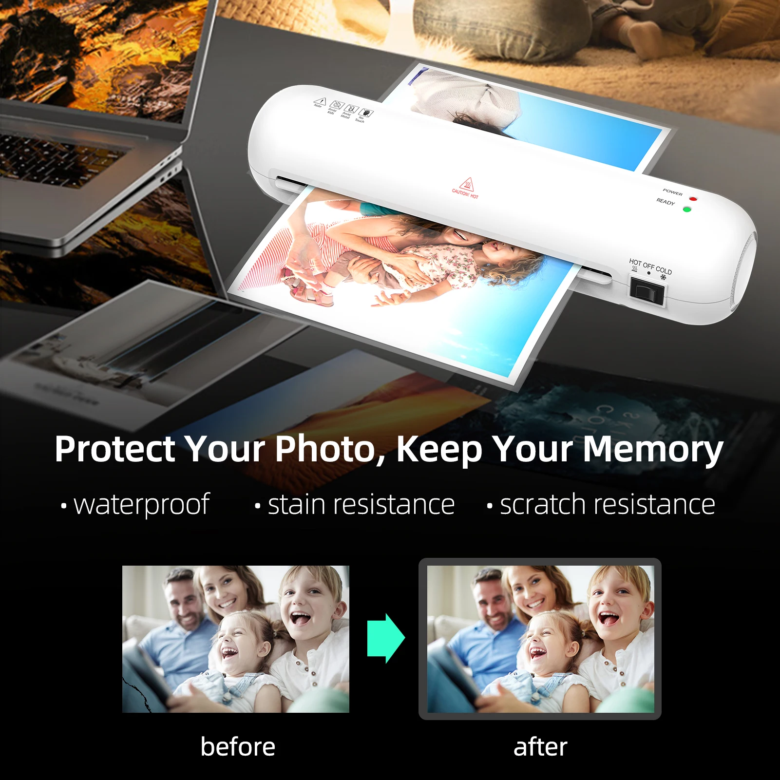 آلة تصفيح سطح المكتب مجموعة التصفيح الساخن والبارد 2 نظام البكرة الأسطوانية 9 بوصة أقصى عرض ل A4 230 مللي متر الترقق الحقائب الأبيض