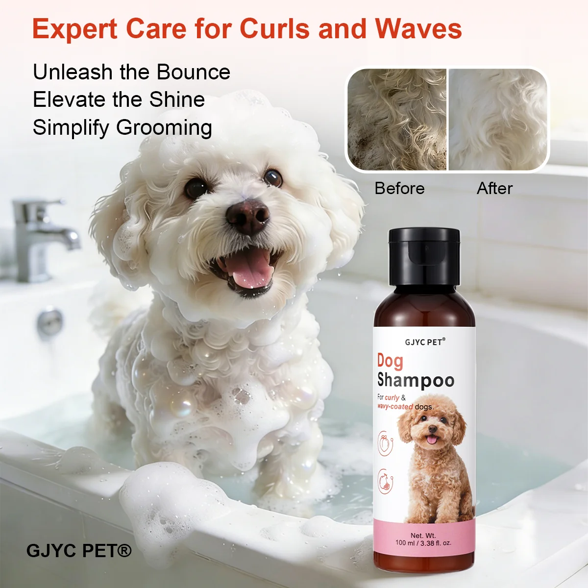 Poodle Dog Shampoo For Curly Wavy Coats Gentle Brightening Shine Softening Clean Deodorant Detangles Curls Non Irritating