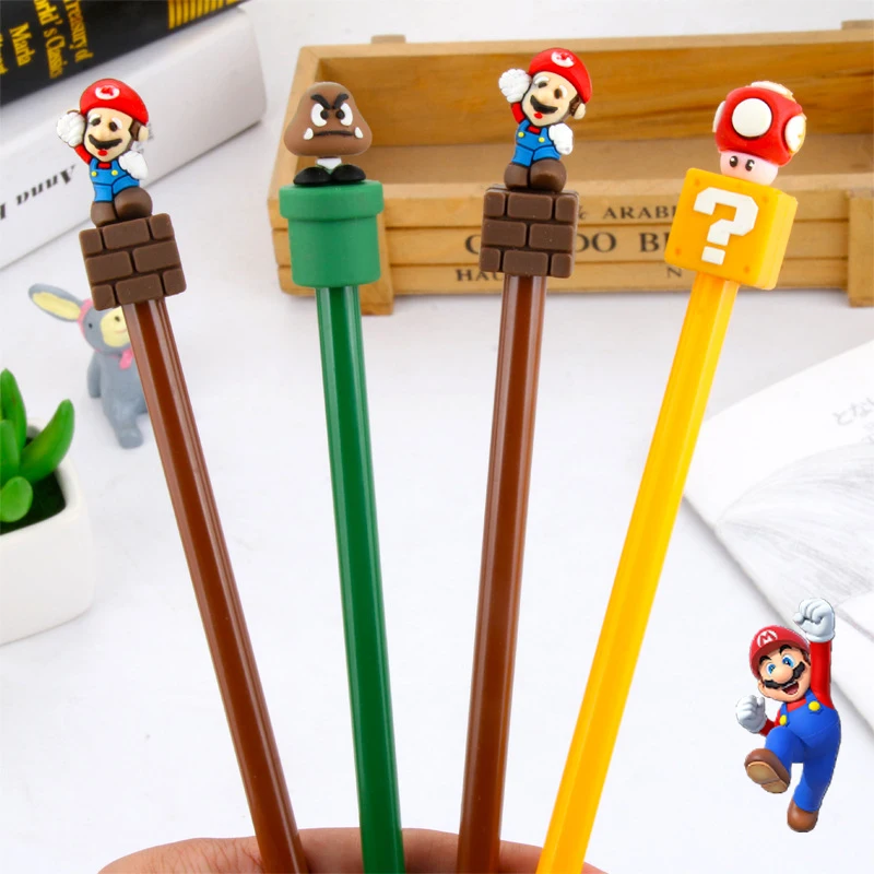 Super Mario Bros Neutral Pen Cute Cartoon Water Pen Signature Pen Creative Fun Cute Cartoon Pattern Erasable Quick-drying Gel