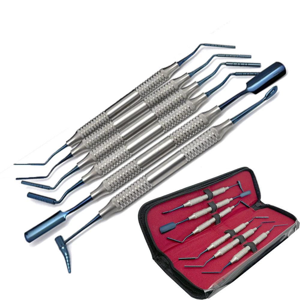 6pcs/set Dental Bone Powder Filling Restorative Bone Graft Dentist stainless steel Implant titanium coating Tool