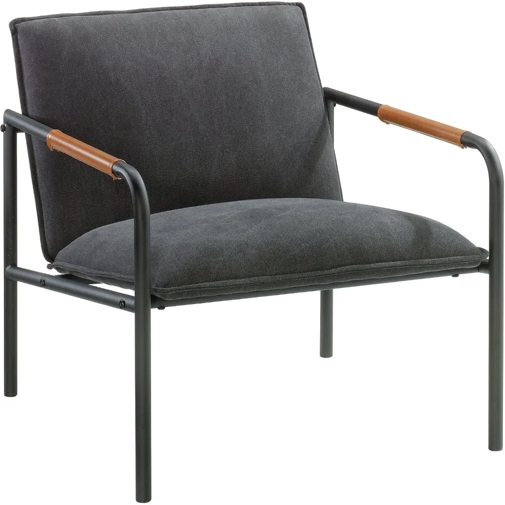 

Cafe Metal Lounge Chair for Living Room, 28.38"D x 26"W x 26.75"H,Charcoal Gray finish