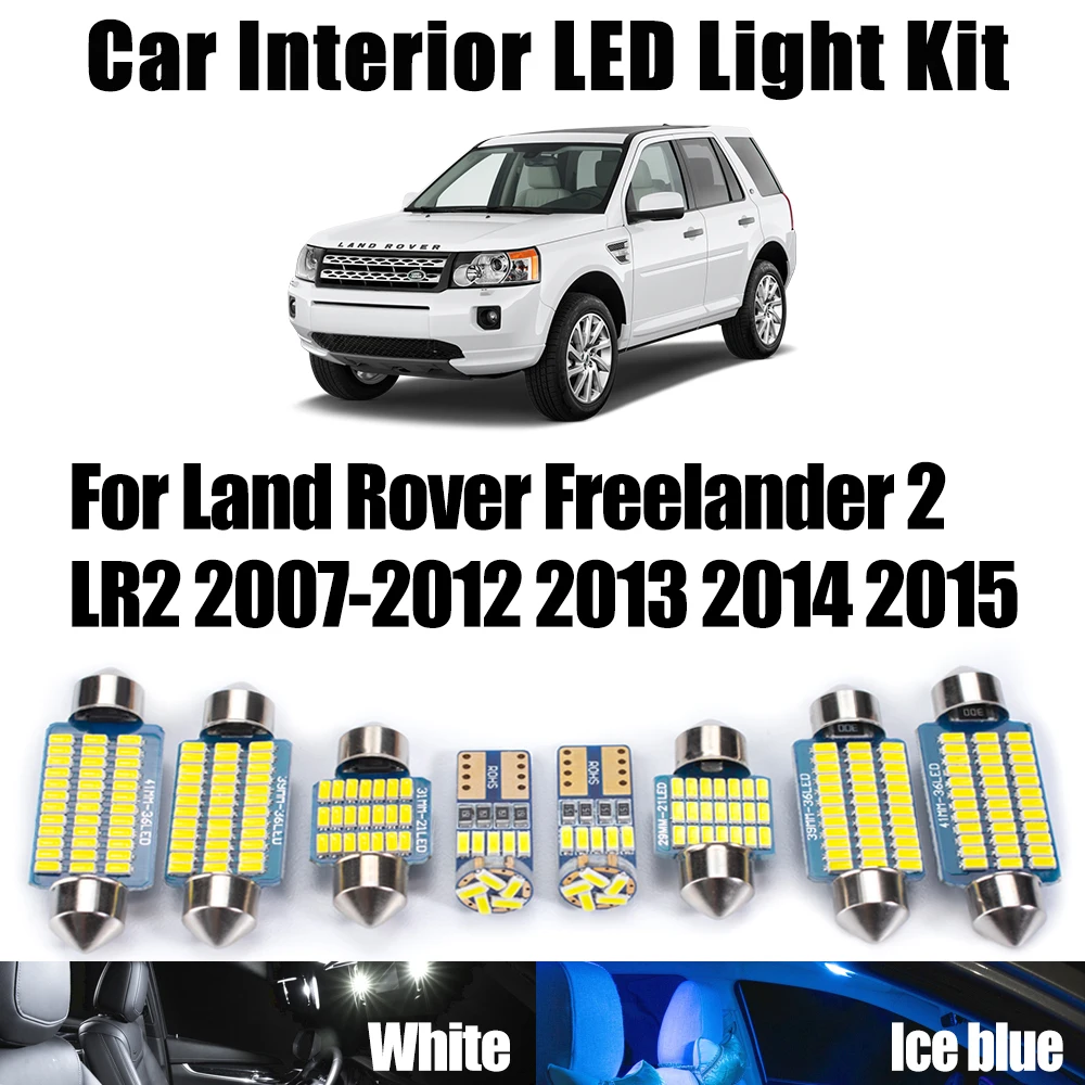 13 Uds Canbus para Land Rover Freelander 2 LR2 2007- 2013 2014 2015 LED Interior mapa cúpula maletero Kit de luz bombillas de espejo de tocador de coche