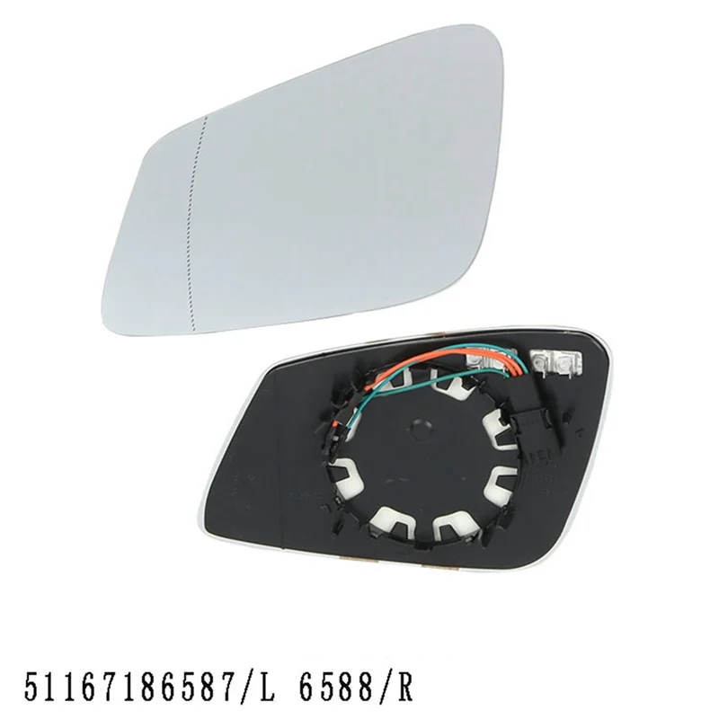 Car Rear View Mirror Glass Lens with Wire 4 Pins Left Right Heated for BMW 5 6 7 Series X3 51167186587 51167186588