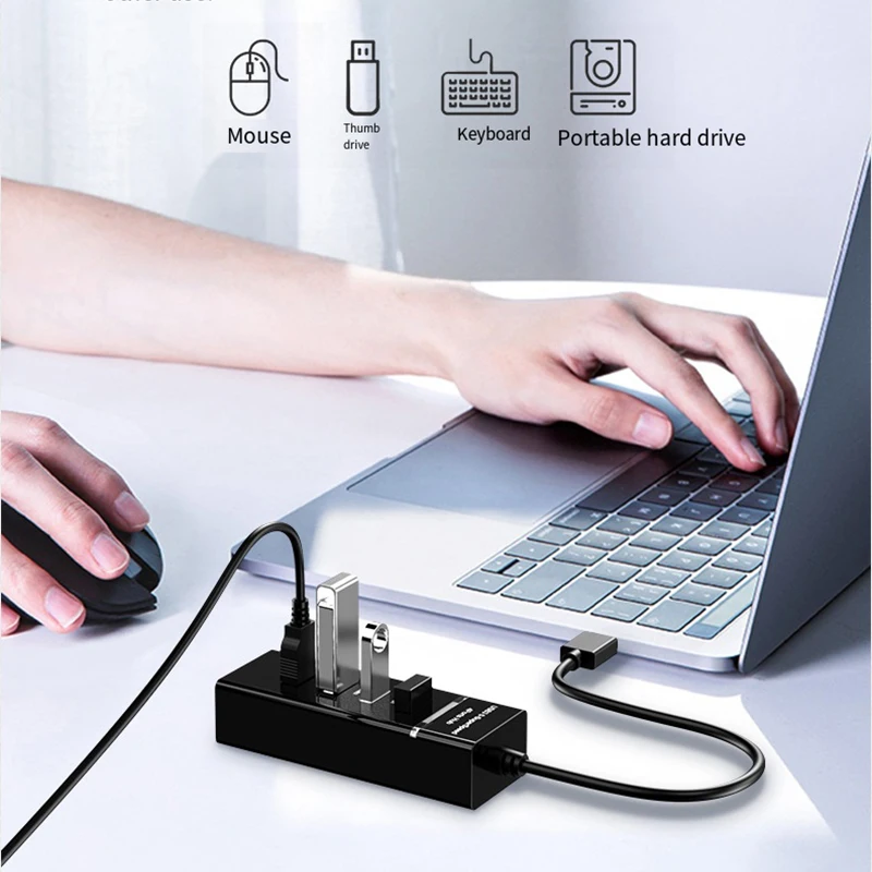 UTHAI 4 puertos USB 3.0 Hub de computadora portátil de alta velocidad Adaptador divisor de 5 Gbps Expansor de accesorios para PC