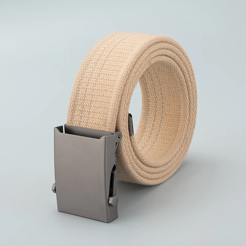 Trend Retro Unisex Belt Thicken Weaving Canvas & Alloy Smooth Buckle Men Belt,Outdoor Casual Youht Men Decoration Jeans Belt