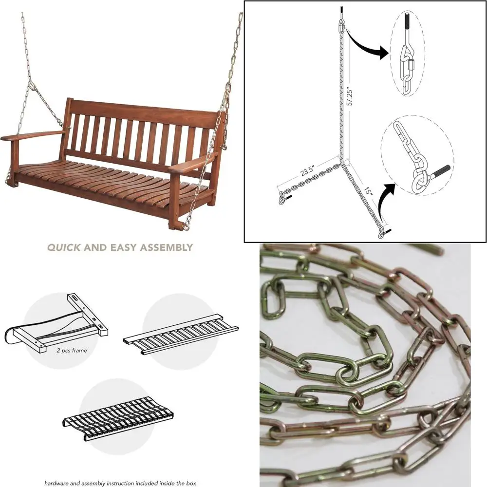 

Прочные деревянные качели для веранды натурального коричневого цвета - устойчивые к непогоде уличные качели для террасы или патио для комфортного отдыха