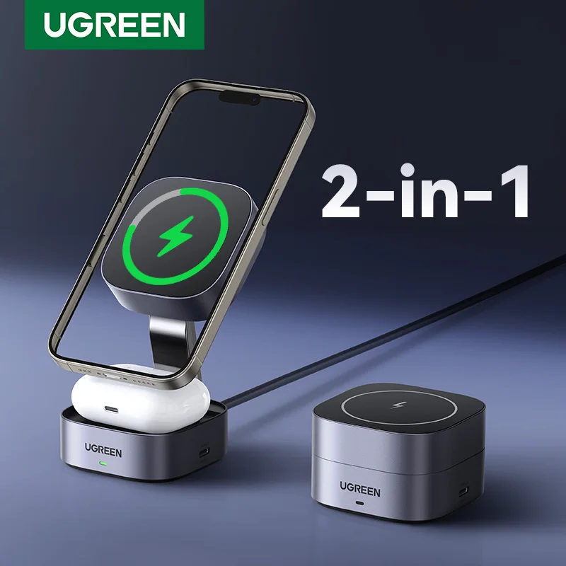 

UGREEN 25W Magnetic Wireless Charger Stand 2-in-1 Charging Stand For iPhone 15 14 Pro Max/AirPods For Magsafe Fast Charger