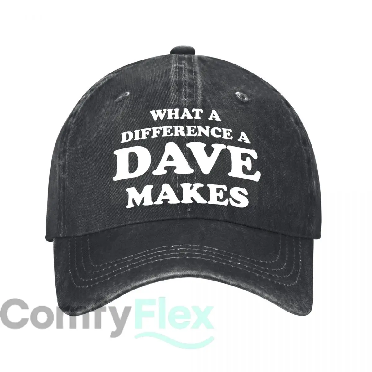 Lighthearted What a Difference a Dave Makes Text Baseball Cap Men Women Distressed Washed Sun Cap Outdoor Workouts Hat