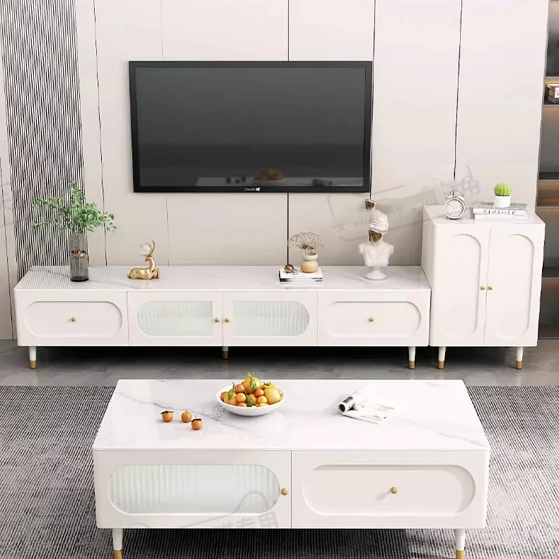 

White Modern Tv Stand Cabinet, Simple and Unique Living Room Stand, Luxury Wood, Garden Furniture Sets