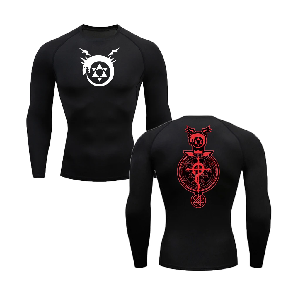 Camisa de Compressão Esportiva Estampada Anime masculina, Secagem Rápida, Camisas Apertadas, Tops de Elasticidade Fitness, Camiseta Masculina Protetor de Erupção, Verão