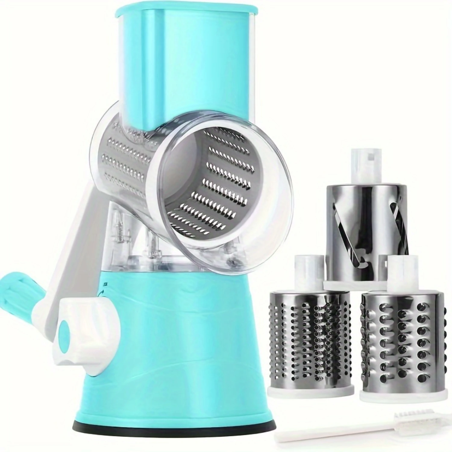 

3-in-1 Vegetable Slicer, Cheese Grater, and Multifunctional Fruit Cutter - Manual Rotary Cheese Shredder and Food Grater with St