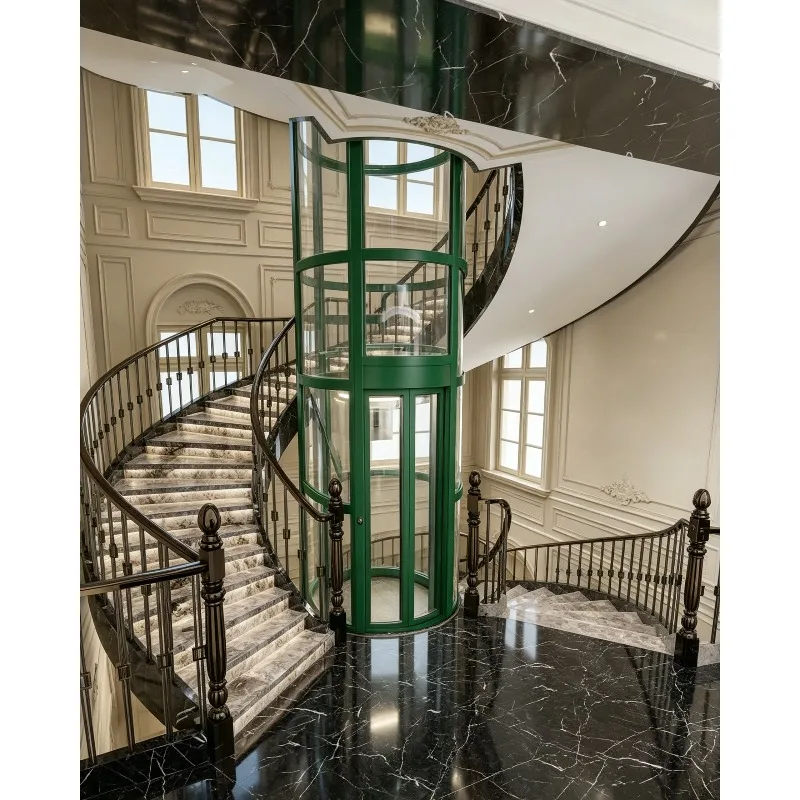 Modern Villa Glass Panoramic Sightseeing Elevator Lift Hydraulic Vertical Passenger Elevator Personal Elevator for Home House