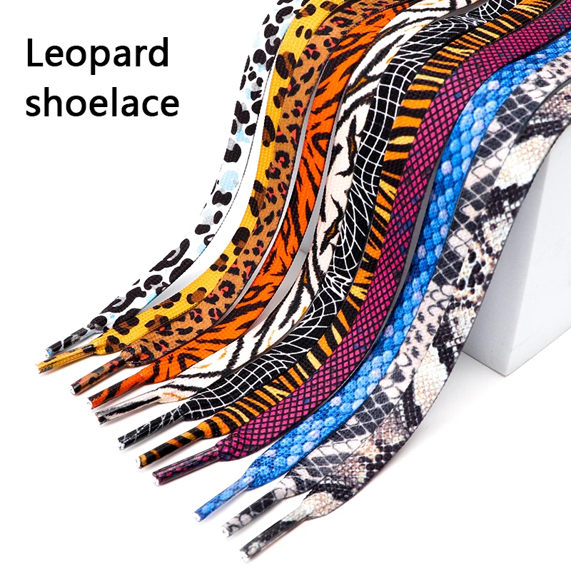 Leopard Print Flat Shoelaces Sneakers Colorful Shoelace Classic Animal Patten Shoe Laces Canvas Zebra Tiger Snake Shoestrings