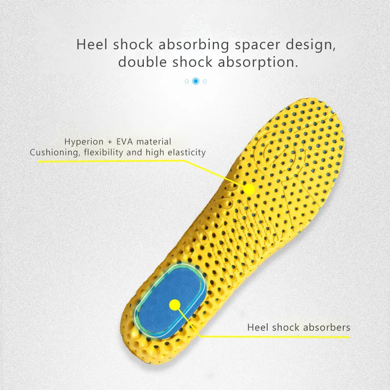 1 pair Shock-absorbing cushioning sports eva insoles breathable sweat anti-odour running padded high elastic comfort