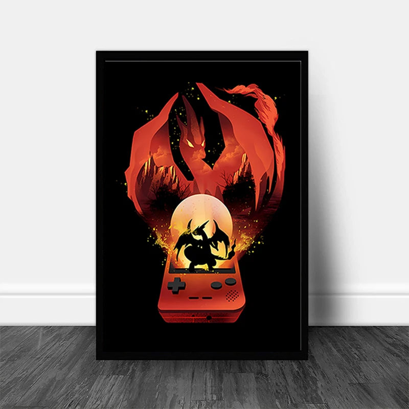 Japanese Anime Pokemon Cartoon Canvas Painting Pikachu Gengar Charizard Posters Print Mural Pictures Wall Art Home Decor Cuadros