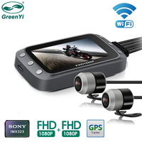 GreenYi WiFi Motorcycle DVR Dash Cam 1080P+1080P Full HD Front Rear View Waterproof Motorcycle Camera GPS Logger Recorder Box