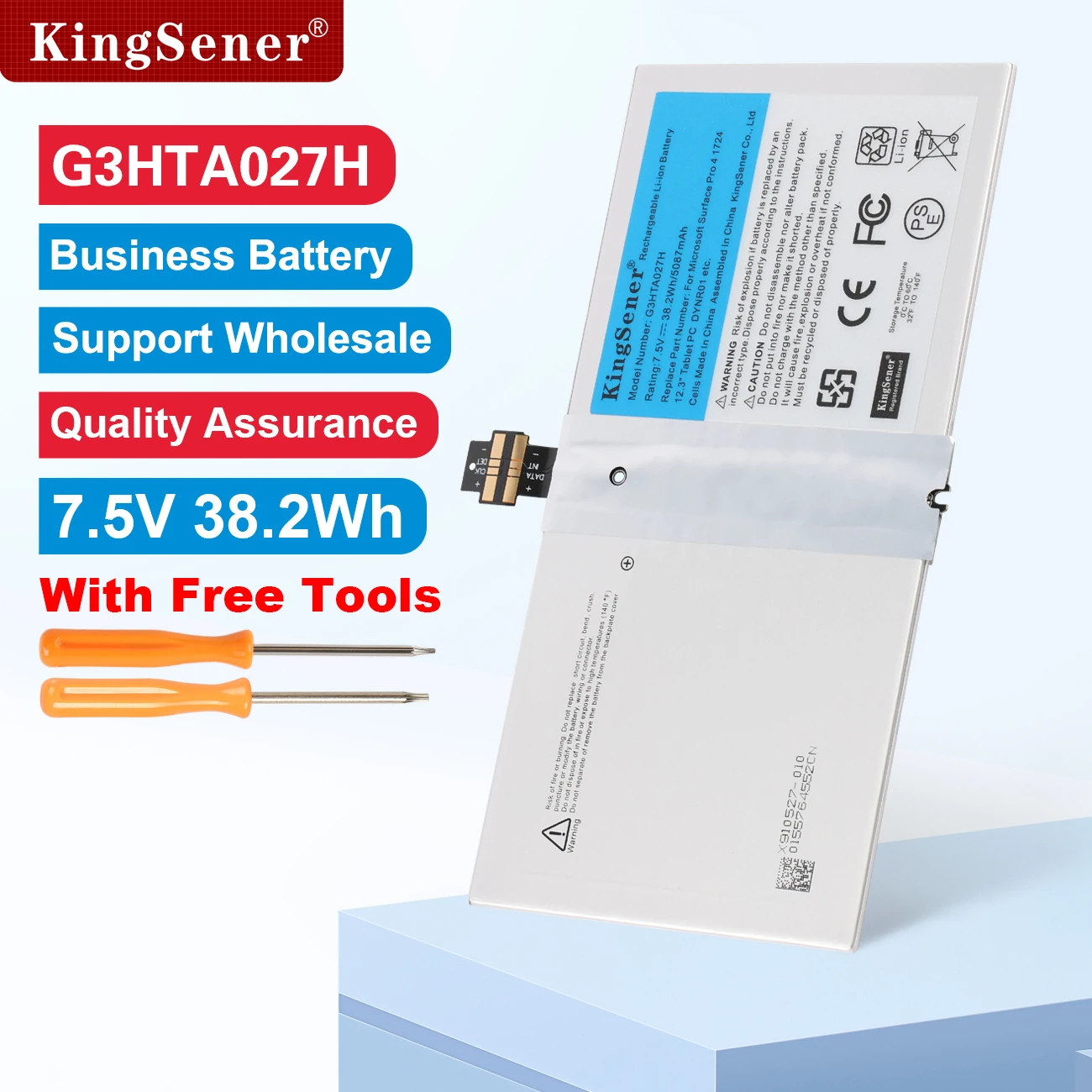 KingSener G3HTA027H DYNR01 batería de ordenador portátil para Microsoft Surface Pro 4 1724 12,3 "Tablet 7,5 V 38,2 WH 5087mAh entrega rápida