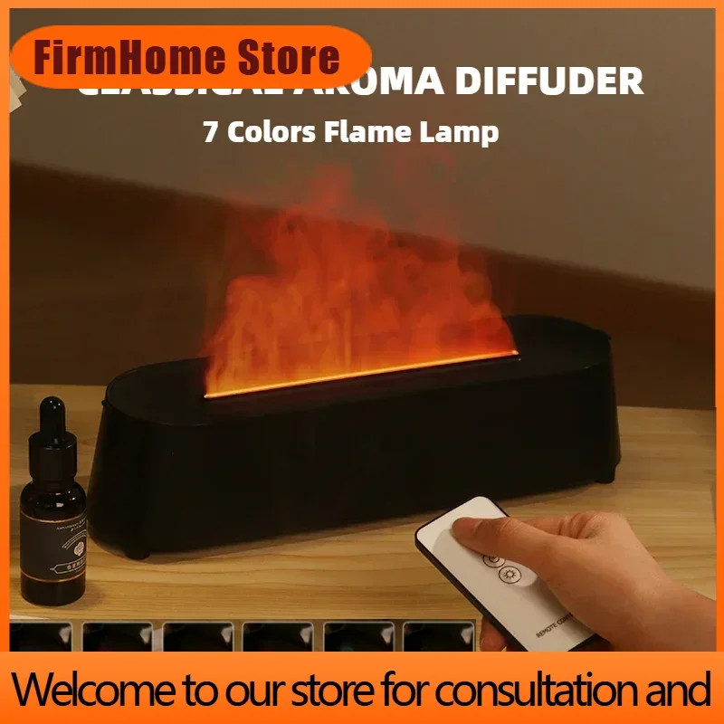 FirmHome StoreNew Flame Ultrasonic Air Diffuser With Remote Control Cool Mist Maker 3D Simulation Air Humidifiers Aroma Essentia