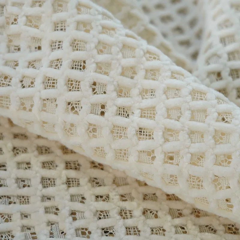 Small Square Embroidered Hollow-out Lace Fabric For Dress Clothing Designer Fabric By The Meter