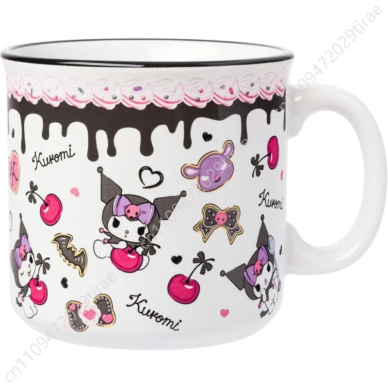 Silver Buffalo Sanrio Hello Kitty and Friends Kuromi Cherries and Black Hearts Ceramic Camper Mug, 20 Ounces