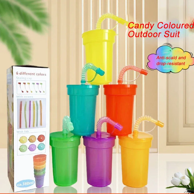 30PCS Neon Sipper Cups - Colorful, Spill-Proof Cups with Lids and Straws - Ideal for School Events, Themed Parties, and Birthda