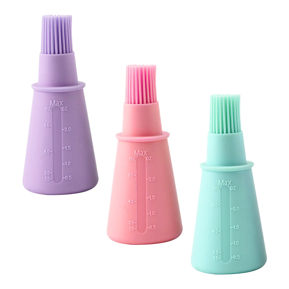

3Pcs Oil Bottle with Brush Integrated Scale Measuring Design Leak Proof for Bbq Baking Cooking Kitchen Gadgets Accessories