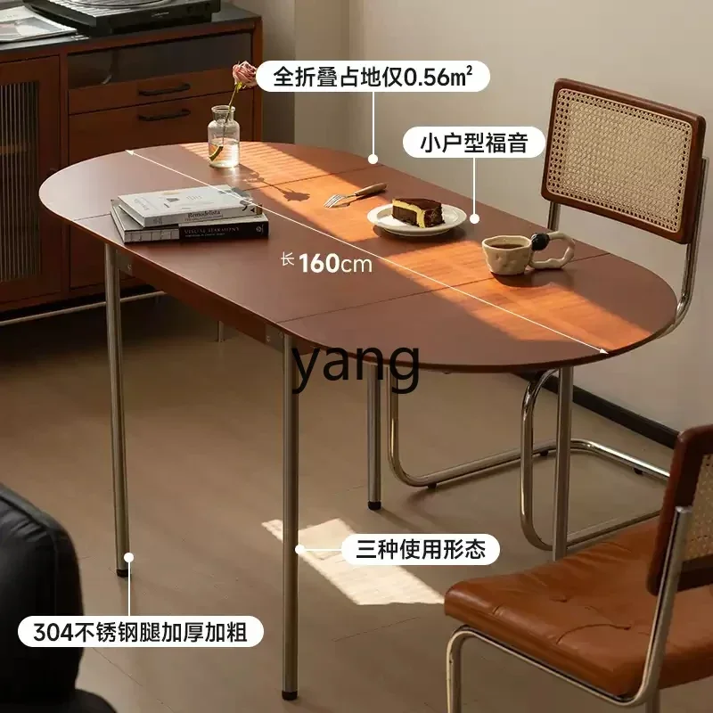 LH solid wood small apartment folding dining table household dining table retractable table and chair combination
