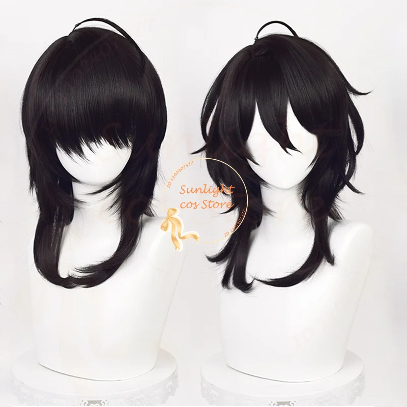 Sakuma Rei parrucca Cosplay gioco ES Sakuma Rei 45cm capelli neri parrucche da uomo resistenti al calore In magazzino + cappuccio per parrucca gratuito