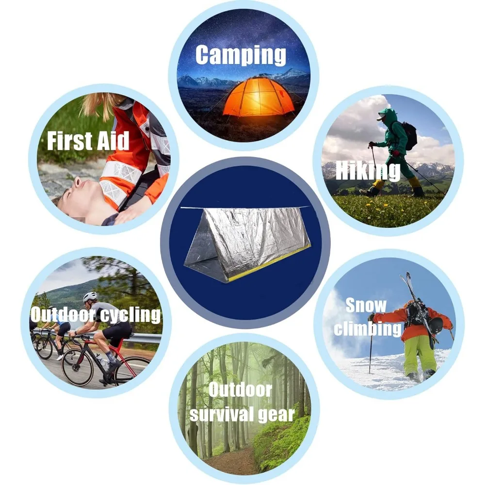 خيمة مايلر مقاومة للماء لشخصين، 59 × 98.4 للتخييم والمشي لمسافات طويلة