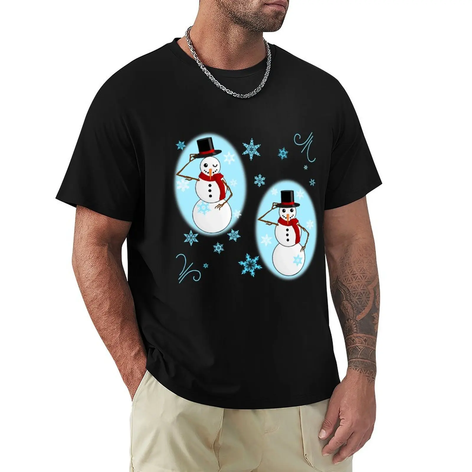 Two Snowmen one winking T-Shirt t shirt for man T-Shirt