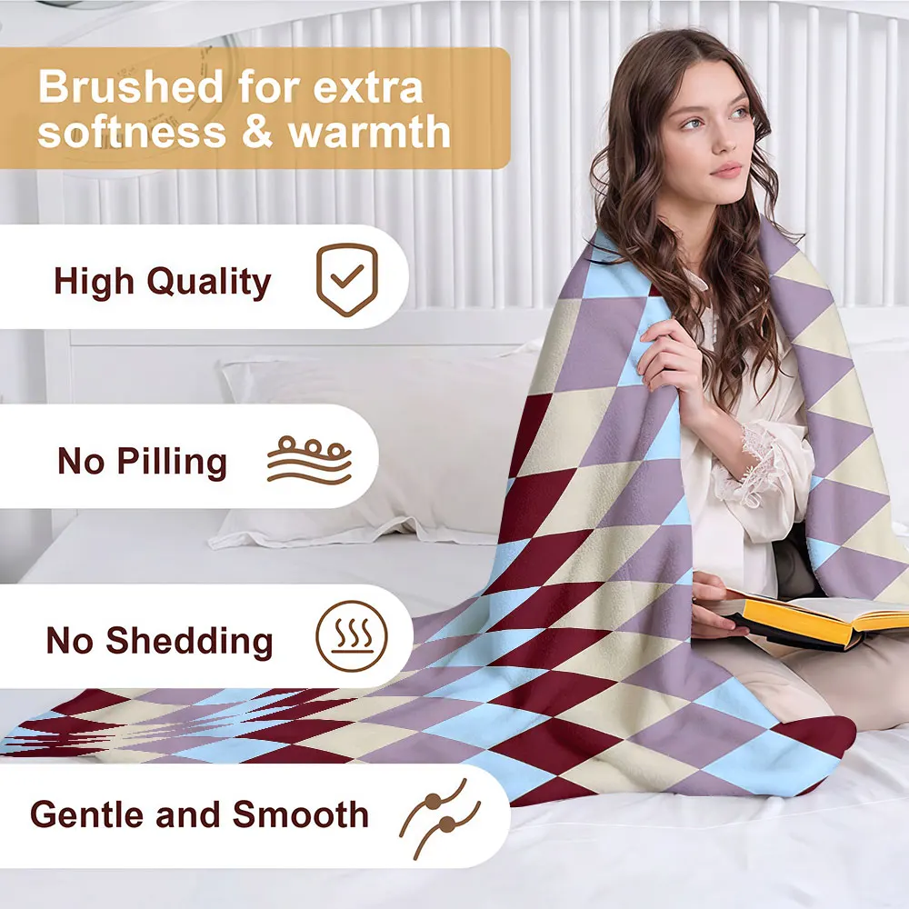 argyle diamond Soft Warm Flannel Blanket Lightweight Cozy Christmas Halloween Home Decor Room